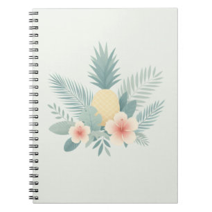 Caderno Espiral Abacaxi floral e havaiano