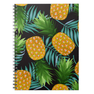 Caderno Espiral Abacaxi Palmeira Black Tapeçaria