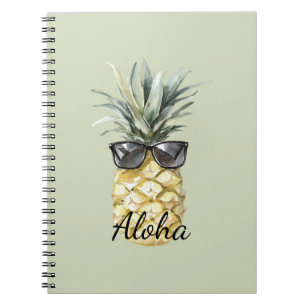 Caderno Espiral Abacaxi Tropical Aloha com Óculos de Sol