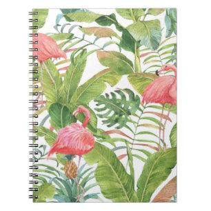 Caderno Espiral Abacaxi Tropical Flamingo: Padrão Desenhado À Mão
