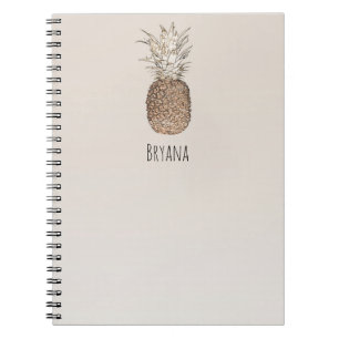 Caderno Espiral Abacaxi Tropical Havaiano Rústico