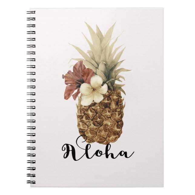 Caderno Espiral Abacaxi Tropical Hibiscus Floral Aloha (Frente)