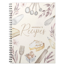 Caderno Espiral Abastecimento de Cozinha de Padaria Floral de Aqua