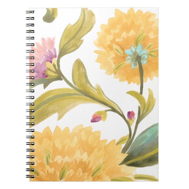 Caderno Espiral Abbey Floral Azulejos - Flores Amarelas (Frente)