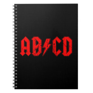 Caderno Espiral ABCD rock símbolo engraçado falso acdc piada