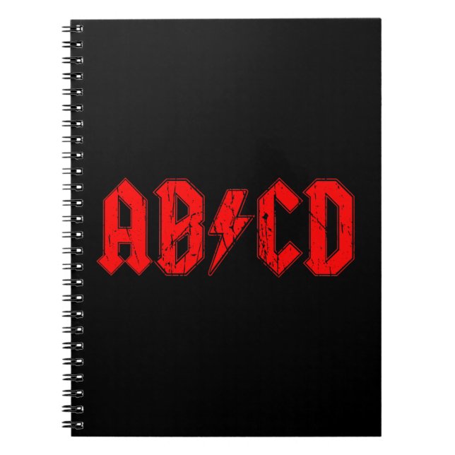 Caderno Espiral ABCD rock símbolo engraçado falso acdc piada (Frente)