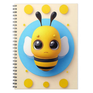 Caderno Espiral Abeja de desenho animado fofa com olhos grandes
