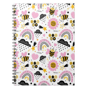 Caderno Espiral Abejas Lindas e Arco-íris