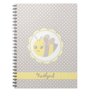 Caderno Espiral Abelha amarela e cinzenta do bebê