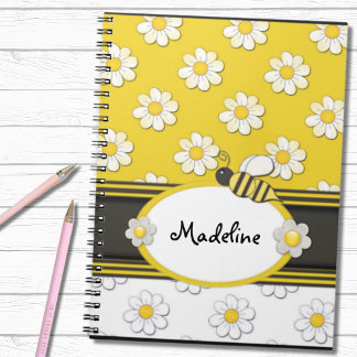 Caderno Espiral Abelha Margarida Amarela
