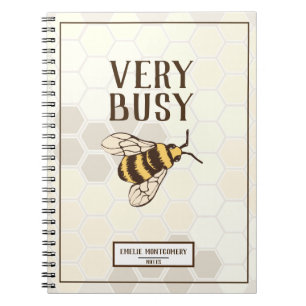 Caderno Espiral Abelha muito ocupada & nome