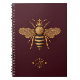 Caderno Espiral Abelha Real de Romance Sombrio | Francês Burgundy 