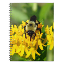 Caderno Espiral Abelha se alimentando de flores silvestres de erva