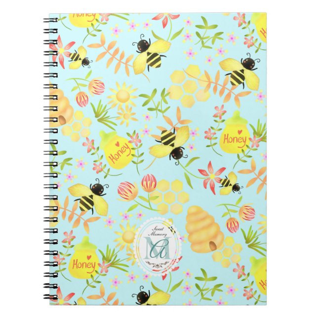 Caderno Espiral Abelhas de Mel Azul (Frente)
