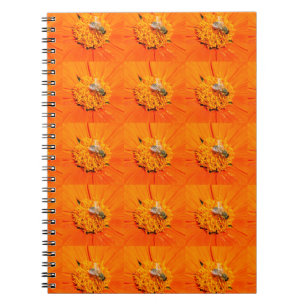 Caderno Espiral abelhas melosas no notebook laranja