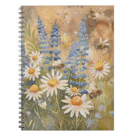 Caderno Espiral Abelhas no notebook Wildflower por Designs da PS N