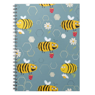 Caderno Espiral Abelhas Polinizantes, Cena de Jardim Flor.