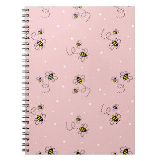 Caderno Espiral Abelhas sem descontinuidades em fundo pastel. Vint