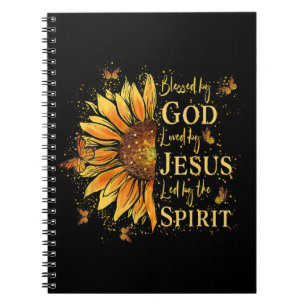Caderno Espiral Abençoado Por Deus - Amado Por Jesus, Girassol