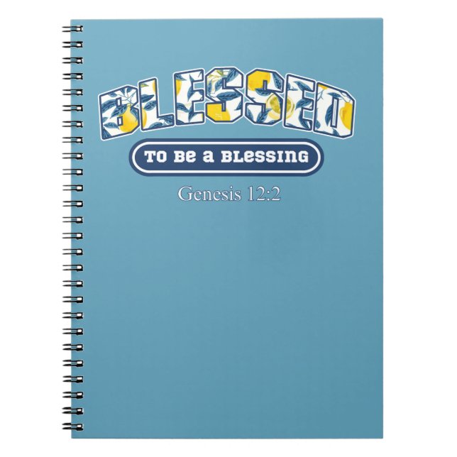 Caderno Espiral Abençoado Seja Uma Bênção Design De Limão Italiano (Frente)