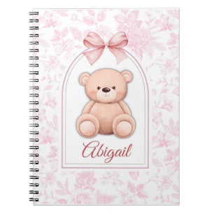 Caderno Espiral Abigail   Design de Enfermeiro de Urso Rosa Person