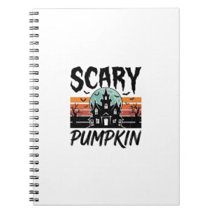 Caderno Espiral Abóbora Assustadora Casa Assombrada Vintage Hallow