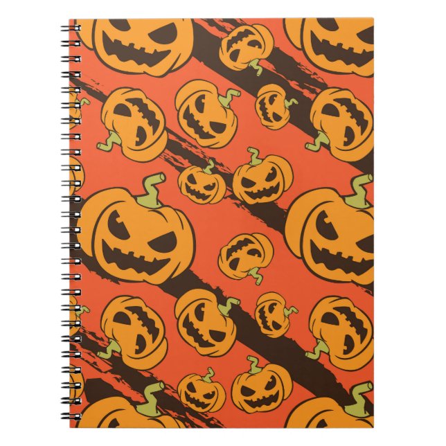 Caderno Espiral Abóbora-de-Halloween: Padrão Invisível e Sem Olho (Frente)