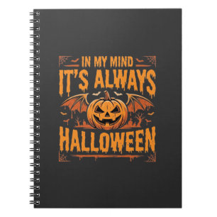 Caderno Espiral Abóbora de Halloween sempre Morcego Vetor Design_1