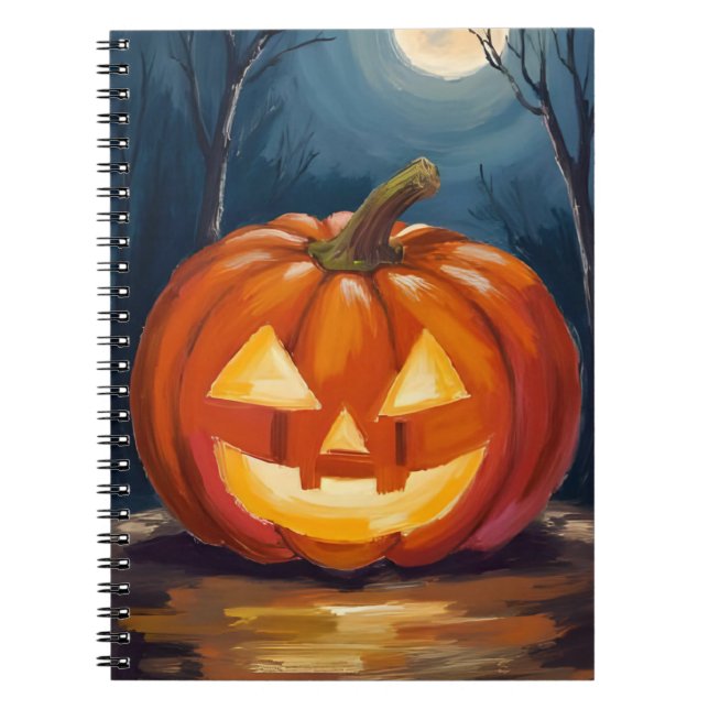 Caderno Espiral Abóbora de Jack-O-Lantern do Halloween (Frente)