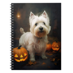 Caderno Espiral Abóbora do West Highland White Terrier do Hallowee