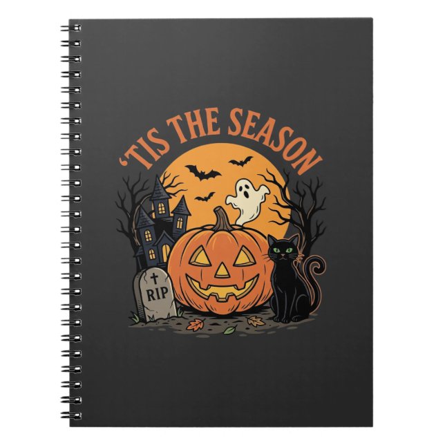 Caderno Espiral Abóbora Engraçada Desenho de Piada de Halloween2 ( (Frente)