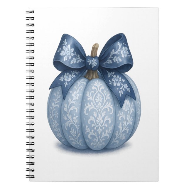 Caderno Espiral Abóbora Floral Azul (Frente)