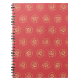 Caderno Espiral Abóbora | Medalhões de Flor de Zínia Dourada