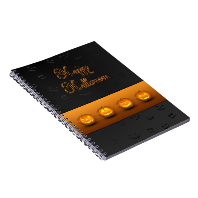 Caderno Espiral Abóboras de Halloween Jack-o-Lantern (Lado Direito)