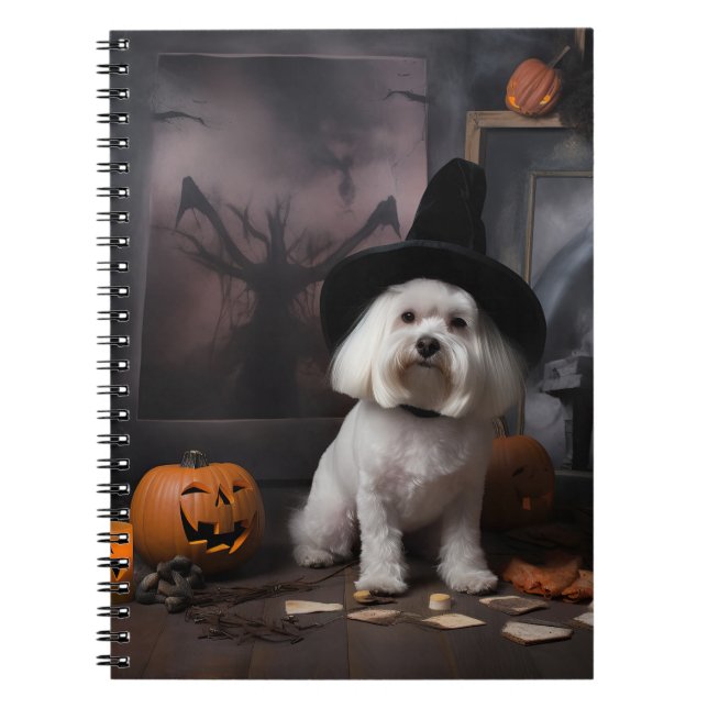 Caderno Espiral Abóboras Maltesas de Halloween Assustadoras (Frente)
