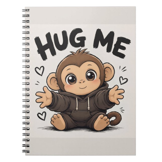 Caderno Espiral Abraça-me macaco  (Frente)