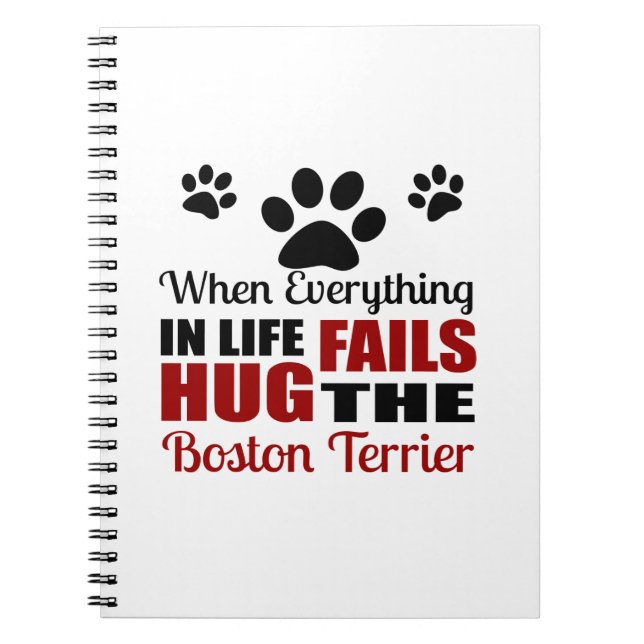 Caderno Espiral Abrace o cão de Boston Terrier (Frente)
