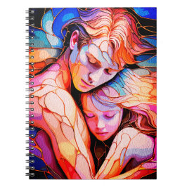 Caderno Espiral Abraço do Guardião Etéreo – Vidro Colorido Fantasi