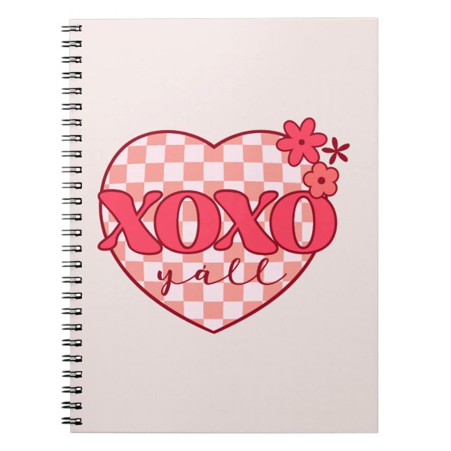 Caderno Espiral Abraços Xoxo e beijos, cor-de-rosa (Frente)