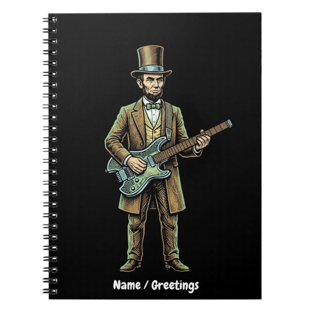 Caderno Espiral Abraham Lincoln Cabeça Balançando Sem Guitarra Blo (Frente)
