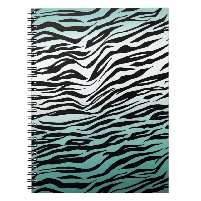Caderno Espiral Abre de impressão Aqua Mint Black Zebra (Frente)