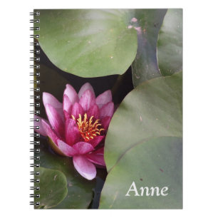 Caderno Espiral Abrir Nome Personalizado de Flor de Lotus