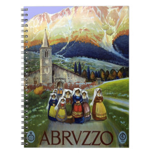Caderno Espiral Abruzzo Itália Arte de Poster de Viagem Vintage co