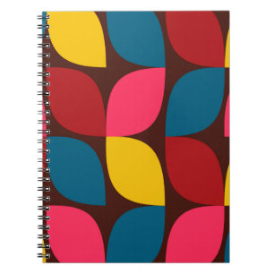 Caderno Espiral Abstração de flores colorida, moderna, moderna, mo
