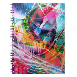 Caderno Espiral Abstração de Linhas Dinâmicas