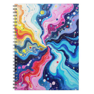 Caderno Espiral Abstração de Redemoinho Colorido Vibrante