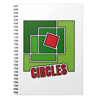 Caderno Espiral Abstração Verde com Quadrado Vermelho Torcido