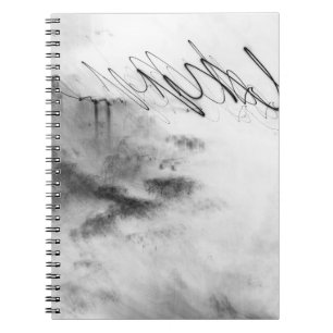 Caderno Espiral Abstract Black and White Light Trails Long Exposur