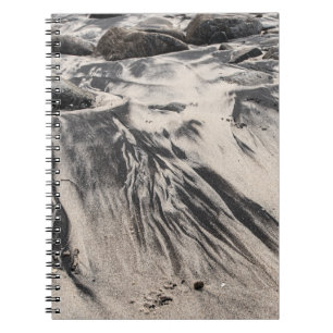 Caderno Espiral Abstract Black and White Sand Textures with Rocks