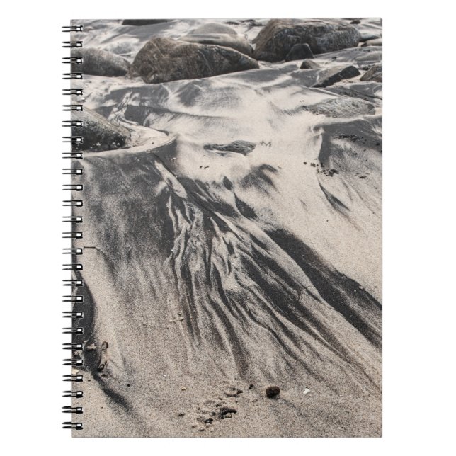 Caderno Espiral Abstract Black and White Sand Textures with Rocks  (Frente)